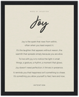 Joy Word of Intention Framed print 40x50 cm / 16x20″ Black frame Linen paper