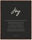 Joy Word of Intention Framed print 40x50 cm / 16x20″ Dark wood frame Carbon paper