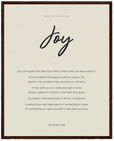 Joy Word of Intention Framed print 40x50 cm / 16x20″ Dark wood frame Linen paper