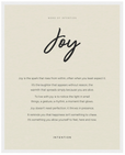Joy Word of Intention Framed print 40x50 cm / 16x20″ White frame Linen paper