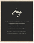 Joy Word of Intention Framed print 40x50 cm / 16x20″ Wood frame Carbon paper