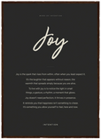 Joy Word of Intention Framed print 50x70 cm / 20x28″ Dark wood frame Carbon paper