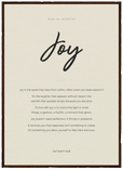 Joy Word of Intention Framed print 50x70 cm / 20x28″ Dark wood frame Linen paper