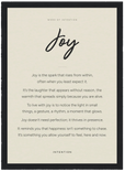 Joy Word of Intention Framed print A1 (59.4 x 84.1 cm) Black frame Linen paper