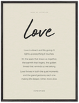 Love Word of Intention Framed print 60x80 cm / 24x32″ Black frame Linen paper