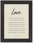 Love Word of Intention Framed print 21x29.7 cm / 8x12" Black frame Linen paper