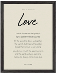 Love Word of Intention Framed print 30x40 cm / 12x16″ Black frame Linen paper