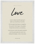 Love Word of Intention Framed print 30x40 cm / 12x16″ White frame Linen paper
