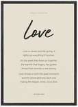 Love Word of Intention Framed print 50x70 cm / 20x28″ Black frame Linen paper