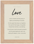 Love Word of Intention Framed print 70x100 cm / 28x40″ Wood frame Linen paper