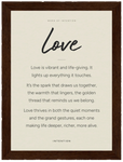 Love Word of Intention Framed print 13x18 cm / 5x7″ Dark wood frame Linen paper