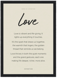 Love Word of Intention Framed print 21x29.7 cm / 8x12" Black frame Linen paper