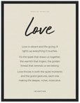 Love Word of Intention Framed print 30x40 cm / 12x16″ Black frame Linen paper