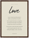 Love Word of Intention Framed print 30x40 cm / 12x16″ Dark wood frame Linen paper
