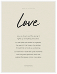 Love Word of Intention Framed print 30x40 cm / 12x16″ White frame Linen paper