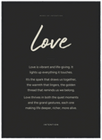 Love Word of Intention Framed print 50x70 cm / 20x28″ Black frame Carbon paper