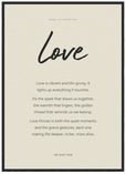 Love Word of Intention Framed print 50x70 cm / 20x28″ Black frame Linen paper