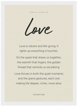 Love Word of Intention Framed print 50x70 cm / 20x28″ White frame Linen paper