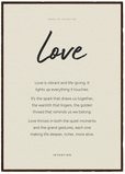 Love Word of Intention Framed print A1 (59.4 x 84.1 cm) Dark wood frame Linen paper