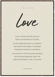 Love Word of Intention Framed print 70x100 cm / 28x40″ Dark wood frame Linen paper