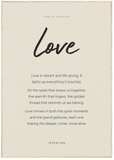 Love Word of Intention Framed print 70x100 cm / 28x40″ Wood frame Linen paper