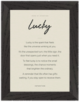 Lucky Word of Intention Framed print 21x29.7 cm / 8x12" Black frame Linen paper