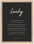 Lucky Word of Intention Framed print 30x40 cm / 12x16″ Wood frame Carbon paper