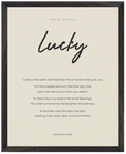 Lucky Word of Intention Framed print 40x50 cm / 16x20″ Black frame Linen paper