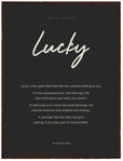 Lucky Word of Intention Framed print 60x80 cm / 24x32″ Dark wood frame Carbon paper