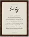 Lucky Word of Intention Framed print 60x80 cm / 24x32″ Dark wood frame Linen paper