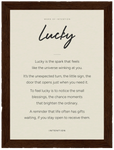 Lucky Word of Intention Framed print 13x18 cm / 5x7″ Dark wood frame Linen paper