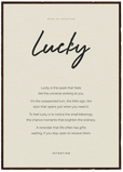 Lucky Word of Intention Framed print A3 (29.7 x 42 cm) Dark wood frame Linen paper