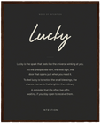 Lucky Word of Intention Framed print 40x50 cm / 16x20″ Dark wood frame Carbon paper
