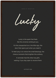 Lucky Word of Intention Framed print A2 (42 x 59.4 cm) Dark wood frame Carbon paper