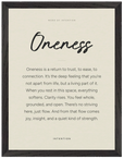 Oneness Word of Intention Framed print 30x40 cm / 12x16″ Black frame Linen paper