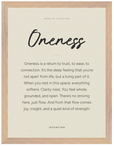 Oneness Word of Intention Framed print 30x40 cm / 12x16″ Wood frame Linen paper