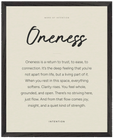 Oneness Word of Intention Framed print 40x50 cm / 16x20″ Black frame Linen paper