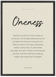 Oneness Word of Intention Framed print 50x70 cm / 20x28″ Black frame Linen paper