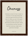 Oneness Word of Intention Framed print 60x80 cm / 24x32″ Dark wood frame Linen paper
