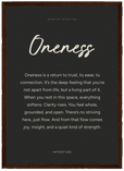 Oneness Word of Intention Framed print A3 (29.7 x 42 cm) Dark wood frame Carbon paper