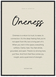 Oneness Word of Intention Framed print 50x70 cm / 20x28″ Black frame Linen paper