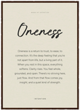 Oneness Word of Intention Framed print 50x70 cm / 20x28″ Dark wood frame Linen paper