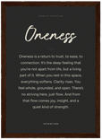 Oneness Word of Intention Framed print 70x100 cm / 28x40″ Dark wood frame Carbon paper