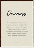 Oneness Word of Intention Framed print 70x100 cm / 28x40″ Dark wood frame Linen paper