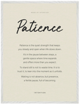Patience Word of Intention Framed print 60x80 cm / 24x32″ White frame Linen paper
