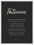 Patience Word of Intention Framed print 60x80 cm / 24x32″ White frame Carbon paper