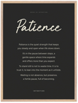 Patience Word of Intention Framed print 60x80 cm / 24x32″ Wood frame Carbon paper