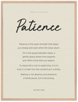 Patience Word of Intention Framed print 60x80 cm / 24x32″ Wood frame Linen paper