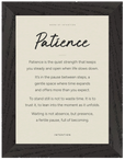 Patience Word of Intention Framed print 13x18 cm / 5x7″ Black frame Linen paper