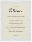 Patience Word of Intention Framed print 13x18 cm / 5x7″ White frame Linen paper